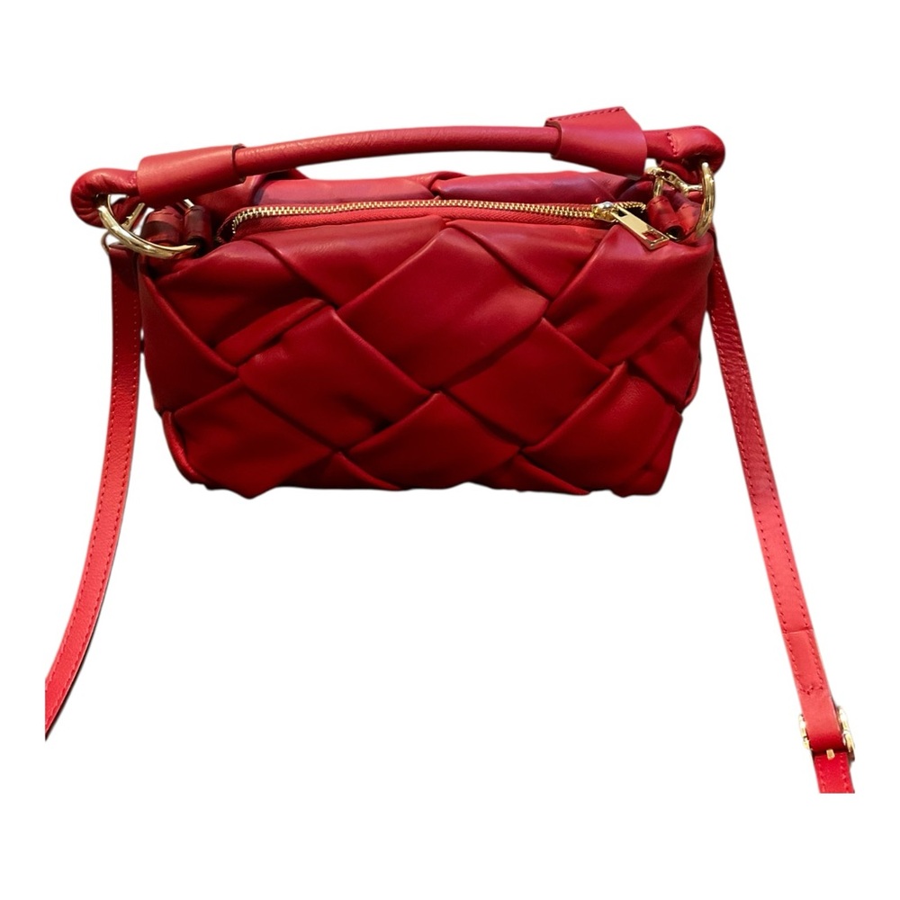 Stella Bianca Women’s Red Leather Woven Handbag Crossbody/Made in Italy - Picture 2 of 16